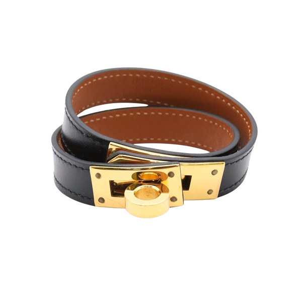 HERMES 愛馬仕 Kelly Double Tour 手環 黑色 Box牛皮 Z刻 金釦 H068438CC89