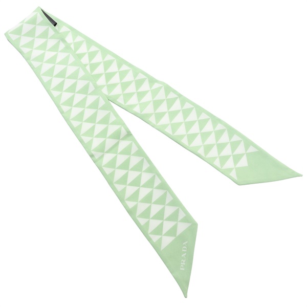 PRADA 普拉達 Triangolo Twilly 絲巾 綠色 絲綢 1FF008 1FF008