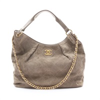 CHANEL 香奈兒 Maxi Hobo 兩用包 灰色 絨面革 AS6016