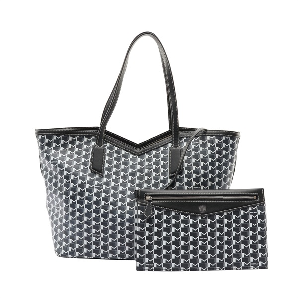MOYNAT 摩奈 M. CABAS HOR MM 手提包 黑/白色 帆布 牛皮 CI3001-1869