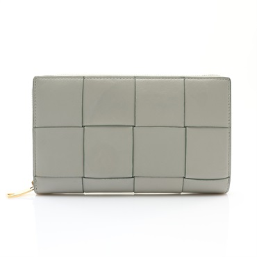 BOTTEGA VENETA BV 寶緹嘉 Cassette 拉鍊長夾 淺綠色 編織羊皮 649607