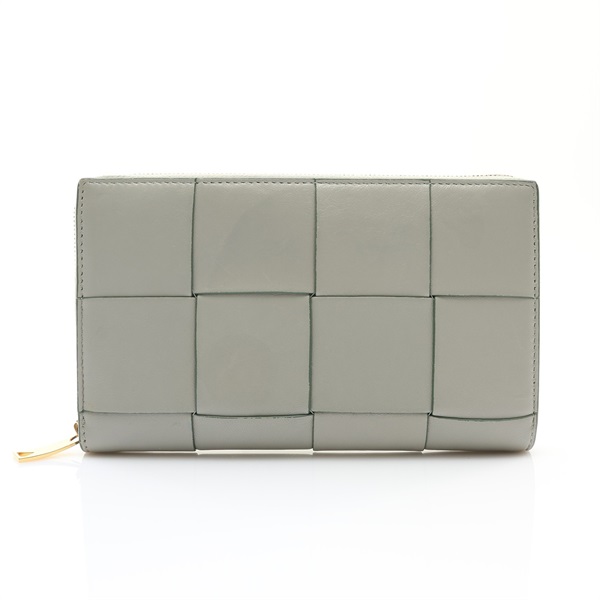 BOTTEGA VENETA BV 寶緹嘉 Cassette 拉鍊長夾 淺綠色 編織羊皮 649607