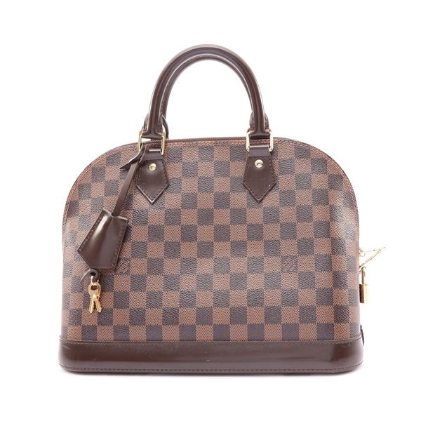 LOUIS VUITTON LV 路易威登 Alma PM 手提包 棕色 棋盤格 帆布 皮標掉落 N53151