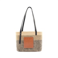 LOEWE 羅威 Small Square 肩背包 棕褐/黑色 藤編 牛皮 A223099X04
