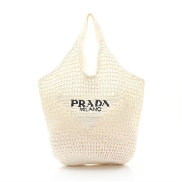 PRADA 普拉達 托特包 白色 藤編