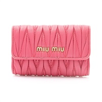 MIU MIU 繆繆 Matelasse 皮革 鑰匙包 牡丹桃紅色 5PG222