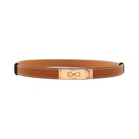HERMES 愛馬仕 Kelly Pocket 18 皮帶 金棕色 Epsom牛皮 K刻 玫瑰金釦 H069853CD37