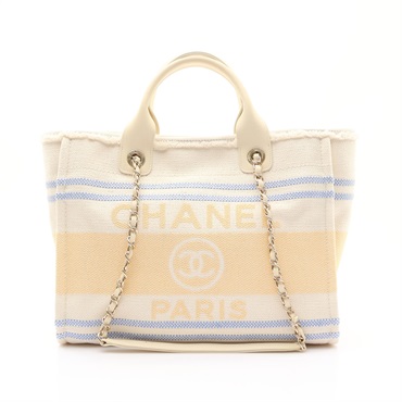 CHANEL 香奈兒 Deauville 托特包 白色 帆布 AS3351