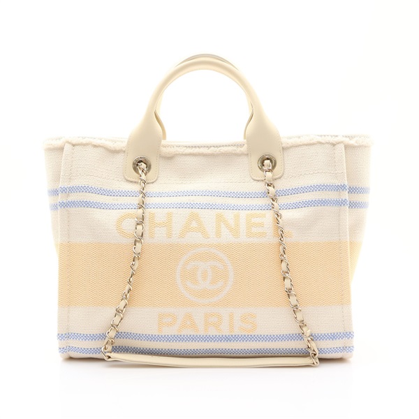 CHANEL 香奈兒 Deauville 托特包 白色 帆布 AS3351