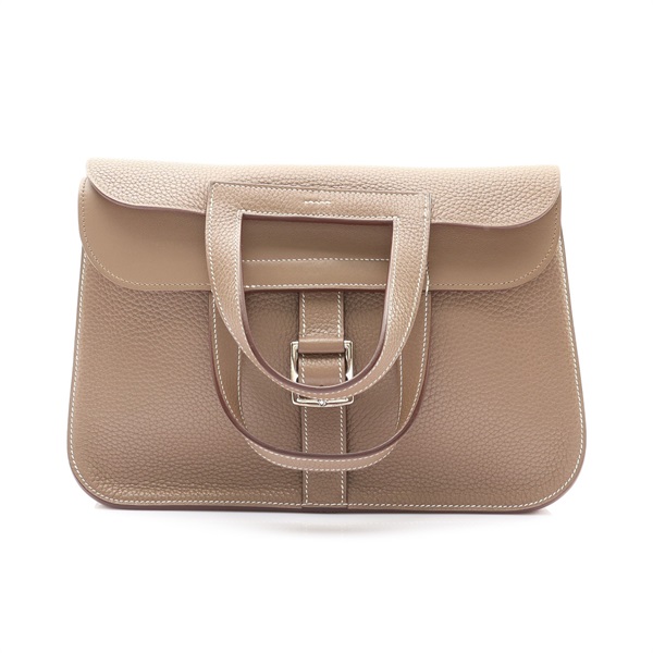HERMES 愛馬仕 Halzan 31 兩用包 大象灰 Clemence牛皮 D刻 銀釦 H070428CK