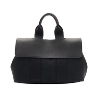 HERMES 愛馬仕 Valparaiso PM 手提包 經典黑 帆布 口J刻 銀扣