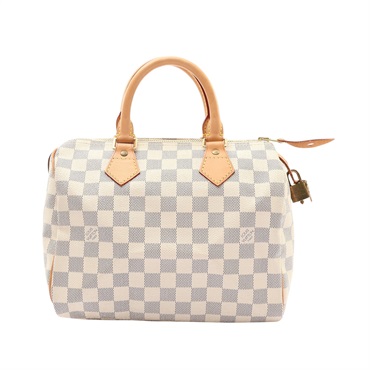 LOUIS VUITTON LV 路易威登 Speedy 25 波士頓包 手提包 白色 棋盤格帆布 N41371