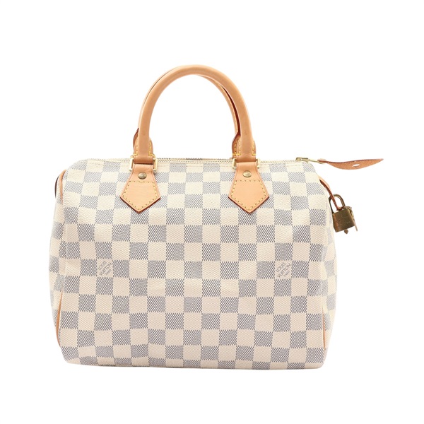 LOUIS VUITTON LV 路易威登 Speedy 25 波士頓包 手提包 白色 棋盤格帆布 N41371