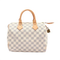 LOUIS VUITTON LV 路易威登 Speedy 25 波士頓包 手提包 白色 棋盤格帆布 N41371