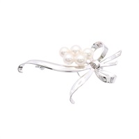 MIKIMOTO 御木本 蝴蝶結造型 胸針 925純銀 珍珠