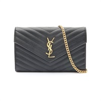 SAINT LAURENT YSL 聖羅蘭 Classic Cassandre WOC 肩背包 黑色 牛皮 377828