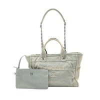CHANEL 香奈兒 Deauville Small 兩用包 藍色丹寧 銀扣 AS3257