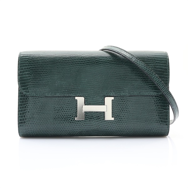 HERMES 愛馬仕 Constance To Go 肩背包 青銅綠色 蜥蜴皮 B刻