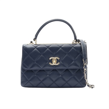 CHANEL 香奈兒 Trendy CC 25 兩用包 藍色 羊皮 金扣 A92236