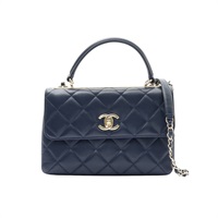 CHANEL 香奈兒 Trendy CC 25 兩用包 藍色 羊皮 金扣 A92236