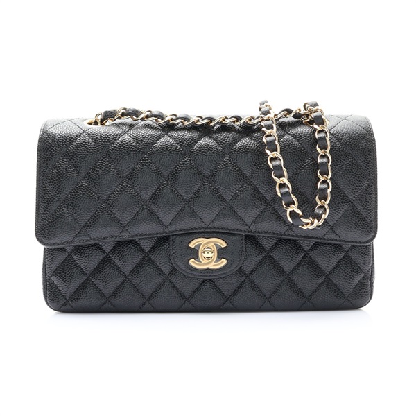 CHANEL 香奈兒 COCO 25 鍊帶肩背包 黑色 荔枝紋牛皮 金扣 A01112