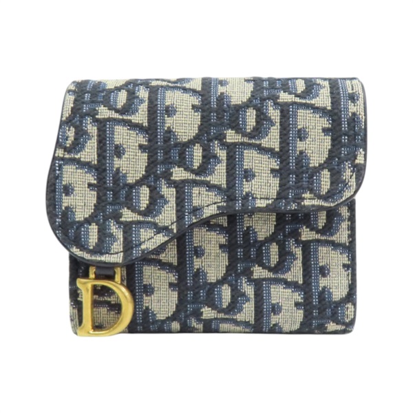 藍色 帆布 扣式短夾【Dior 迪奧】 S5652CTZQ_M928