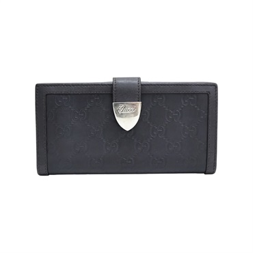 黑色牛皮 Guccissima 扣式 長夾【GUCCI 古馳】 231837