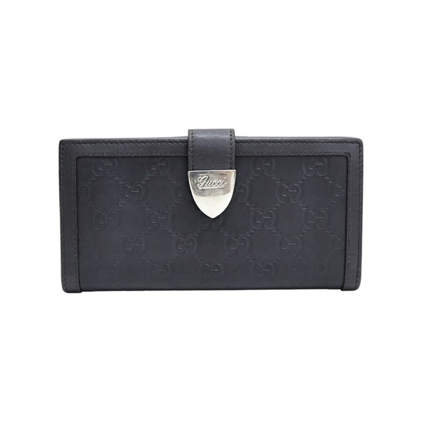 黑色牛皮 Guccissima 扣式 長夾【GUCCI 古馳】 231837