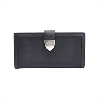 黑色牛皮 Guccissima 扣式 長夾【GUCCI 古馳】 231837