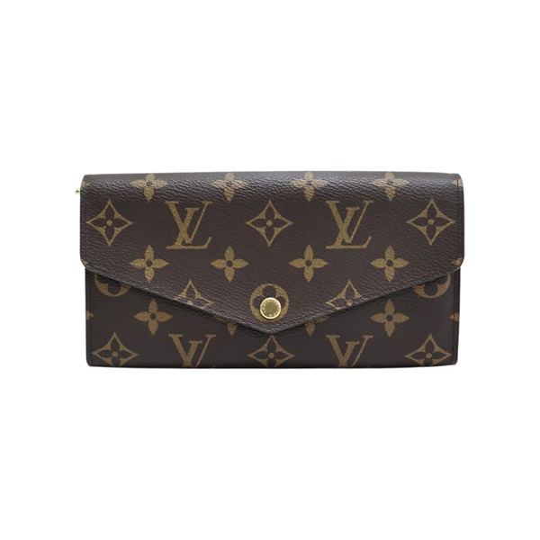 棕色 原花帆布 Sarah 扣式 長夾【LOUIS VUITTON LV 路易威登】 M62234