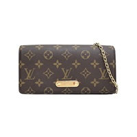 棕色 原花帆布 Wallet On Chain Lily 肩背包【LOUIS VUITTON LV 路易威登】 M82509