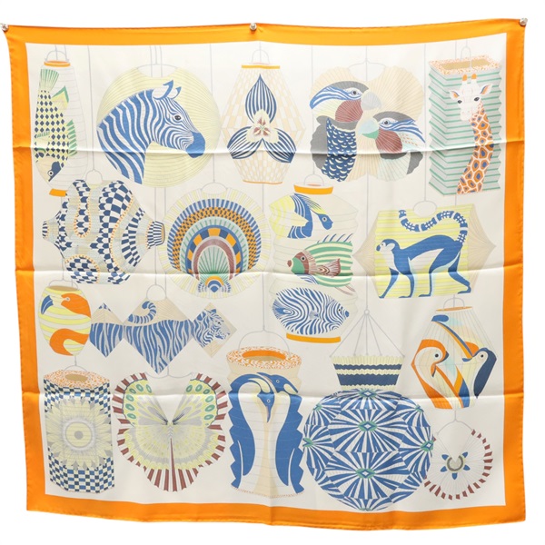 多色 絲綢 Lanternes Ballons et Cocardes 90 絲巾【HERMES 愛馬仕】