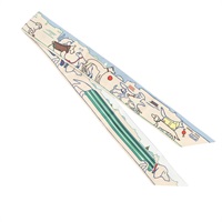 米白 藍色 絲綢  絲巾【HERMES 愛馬仕】