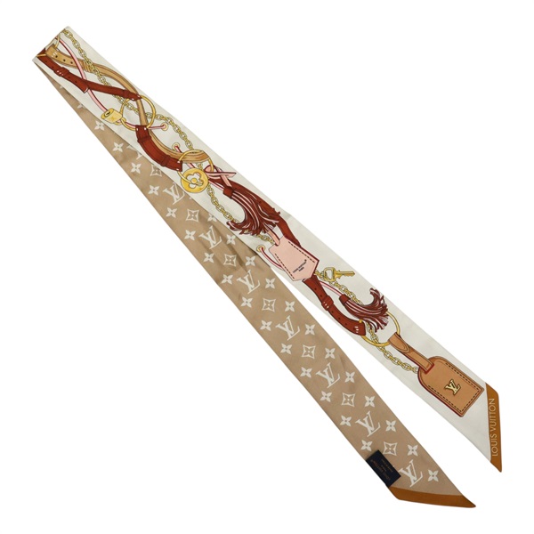 棕色 絲綢 Flower And Straps BB 絲巾【LOUIS VUITTON LV 路易威登】 M97463