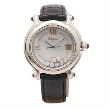 貝殼白錶面 黑色皮錶帶 HAPPY Sport 腕錶【Chopard 蕭邦】 27/8238-21