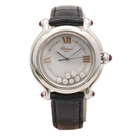 貝殼白錶面 黑色皮錶帶 HAPPY Sport 腕錶【Chopard 蕭邦】 27/8238-21