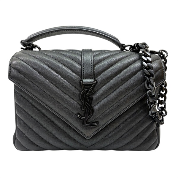 黑色 羊皮 College 兩用包【SAINT LAURENT YSL 聖羅蘭】 487213