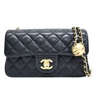 黑色 菱格紋 羊皮 Mini Coco 鍊帶肩背包 金釦【CHANEL 香奈兒】 AS1787