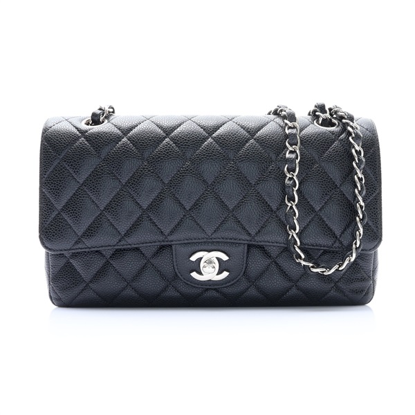 黑色 荔枝紋 牛皮 Coco25 鍊帶 肩背包 銀釦【CHANEL 香奈兒】 A01112