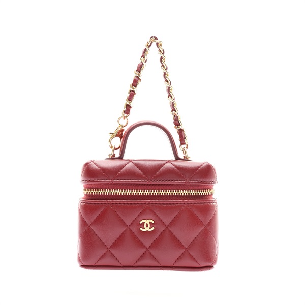 磚紅色 羊皮 Mini Top Handle Vanity Case 手提包 金釦【CHANEL 香奈兒】