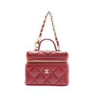 磚紅色 羊皮 Mini Top Handle Vanity Case 手提包 金釦【CHANEL 香奈兒】
