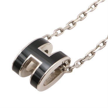 黑色法瑯 金屬 Mini Pop H 項鍊【HERMES 愛馬仕】 H147992FP03