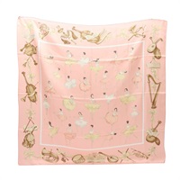 HERMES 愛馬仕 La Danse Scarf 90 方巾 粉色 絲綢