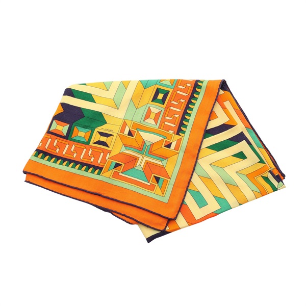橘/黃色 喀什米爾/絲綢 Le Fil d'Ariane Scarf 140 圍巾【HERMES 愛馬仕】