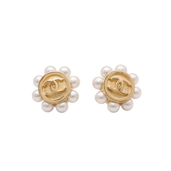 CC 耳環 珍珠小花 金屬【CHANEL 香奈兒】 ABH145