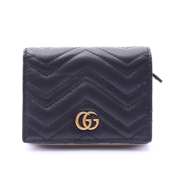 黑色 牛皮 GG Marmont 釦式 短夾【GUCCI 古馳】 466492