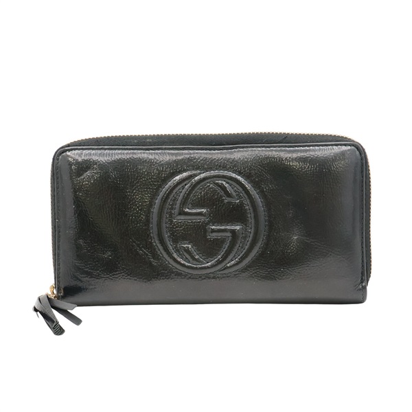 黑色 漆皮 拉鍊長夾【GUCCI 古馳】 308004
