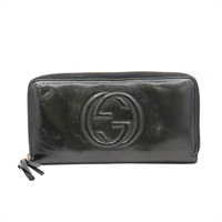 黑色 漆皮 拉鍊長夾【GUCCI 古馳】 308004