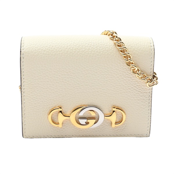 白色 牛皮 Zumi Chain Wallet 短夾 可提式【GUCCI 古馳】 570660