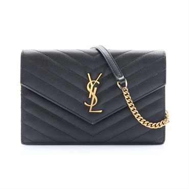 黑色 荔枝紋牛皮 Cassandra Chain 鍊帶 肩背包【SAINT LAURENT YSL 聖羅蘭】 393953